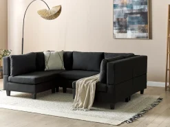 UNSTAD 5 personers U-formet modulsofa Sort