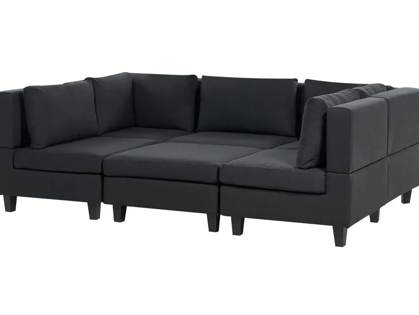 UNSTAD 5 personers U-formet modulsofa Sort med fodskammel
