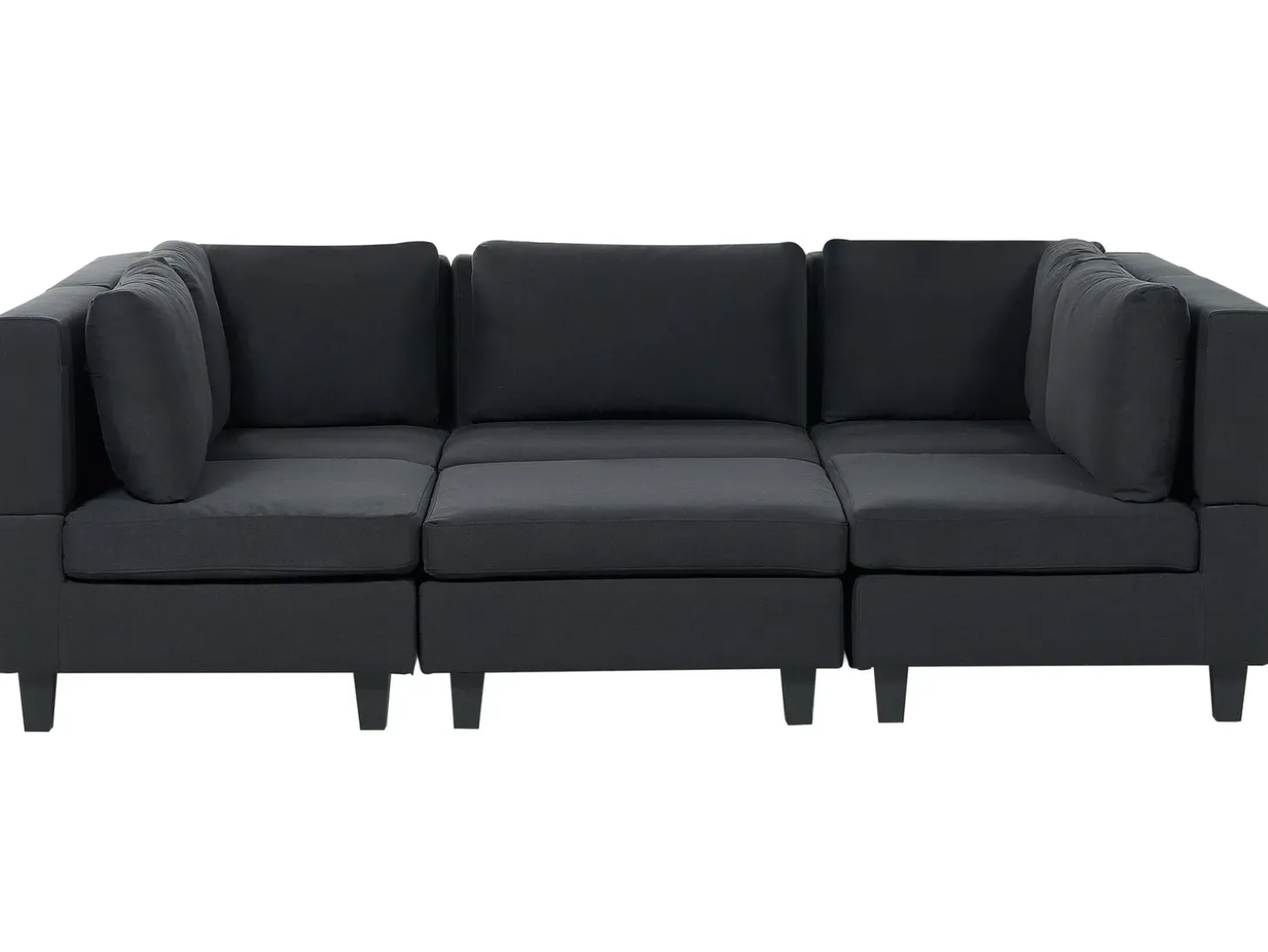 UNSTAD 5 personers U-formet modulsofa Sort med fodskammel