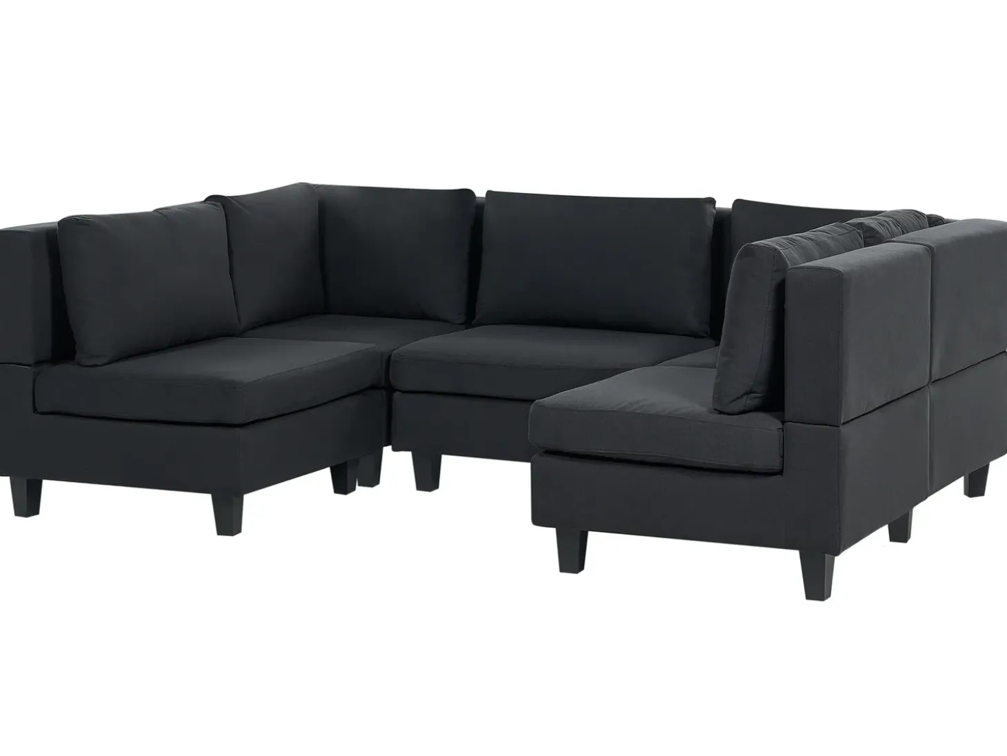 UNSTAD 5 personers U-formet modulsofa Sort med fodskammel
