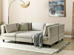 UNSTAD 5 personers U-formet modulsofa Lys Beige med fodskammel