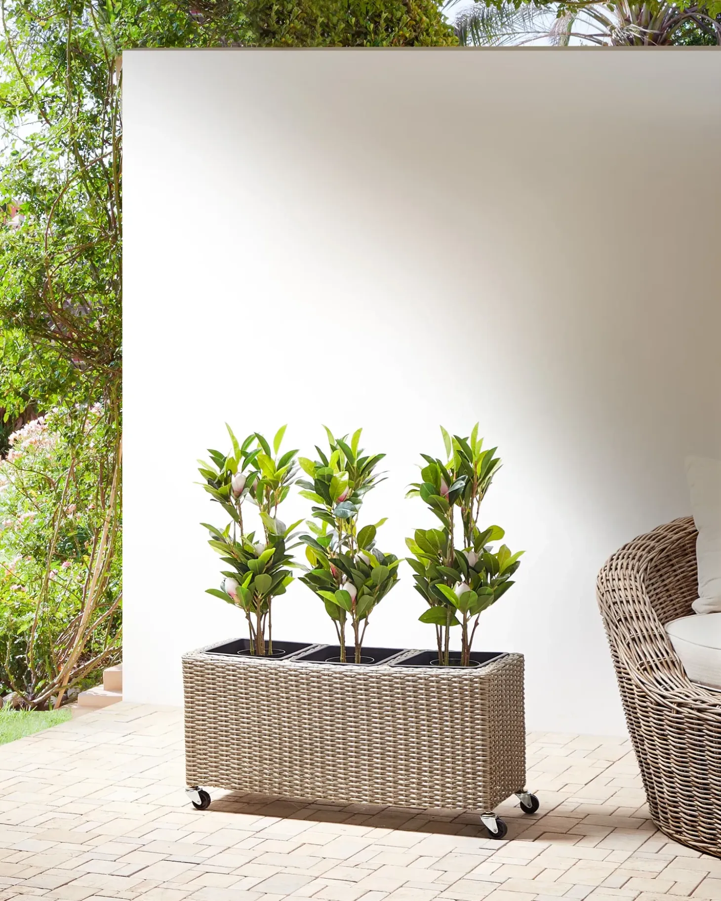 Urtepotte BELLIS 82 cm Lysebrun PE-rattan