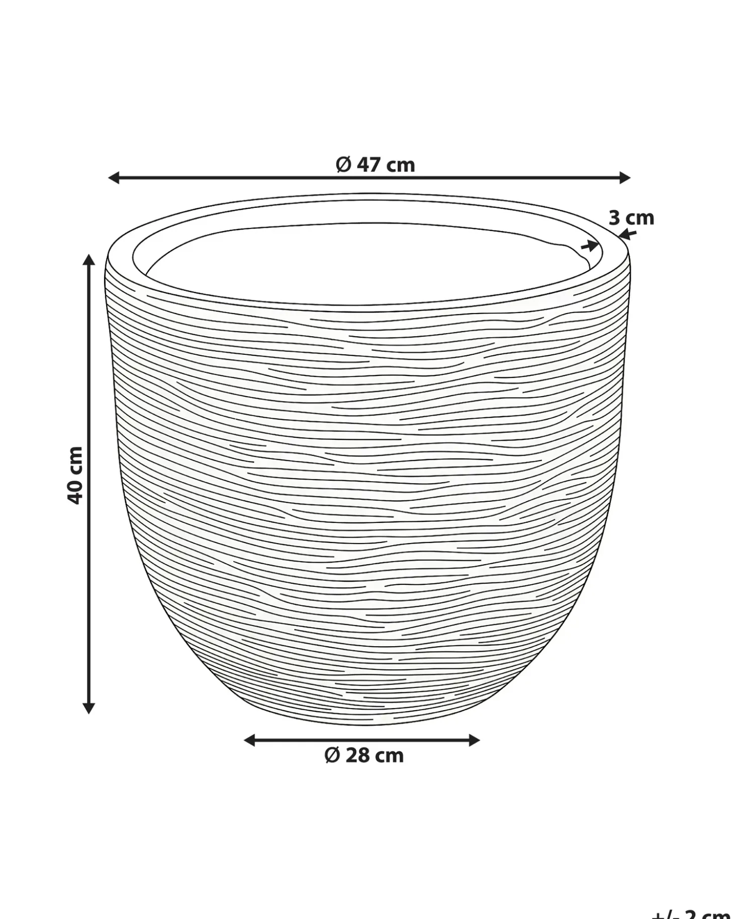 Urtepotte LIXOURI 47 cm Lysegrå