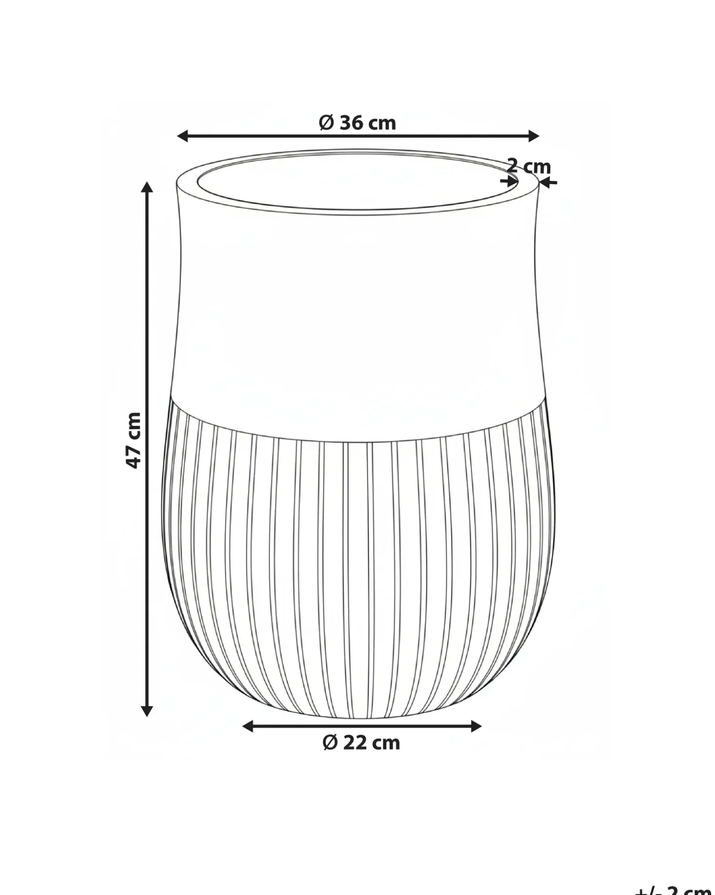 Urtepotte PYLAROS 36 cm Grå