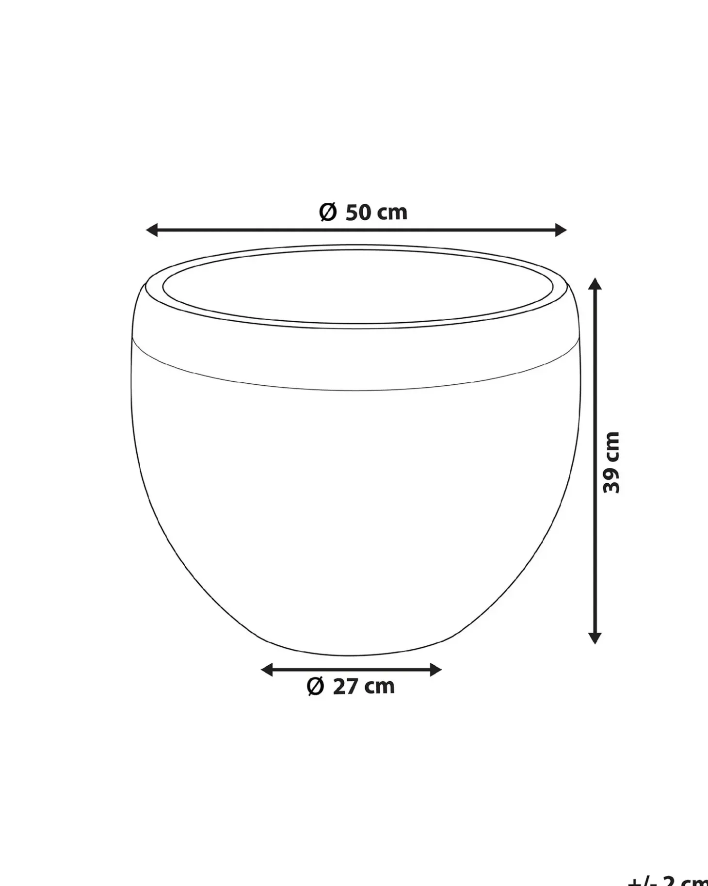 Urtepotte ZAKROS 50 cm Sort