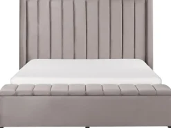 Vandseng med opbevaringsbænk Velour NOYERS 160 x 200 cm Grå