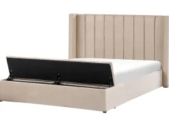 Vandseng med opbevaringsbænk Velour NOYERS 180 x 200 cm Beige