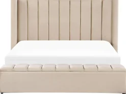 Vandseng med opbevaringsbænk Velour NOYERS 180 x 200 cm Beige