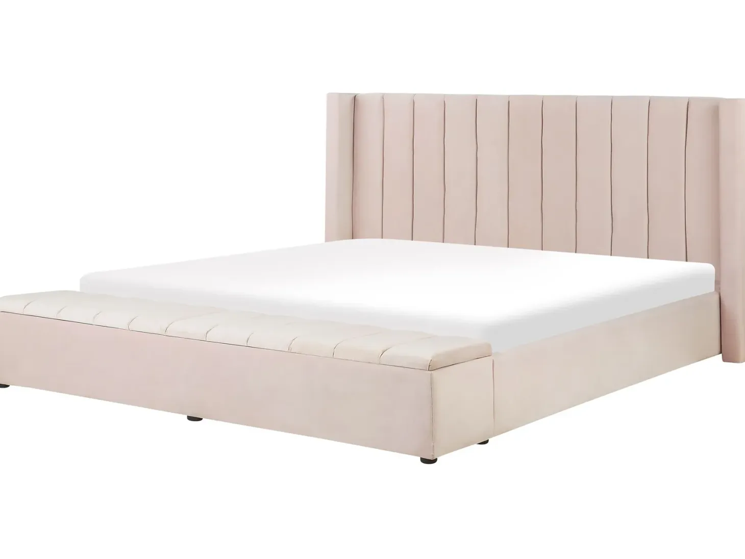 Vandseng med opbevaringsbænk Velour NOYERS 180 x 200 cm Pastellrosa