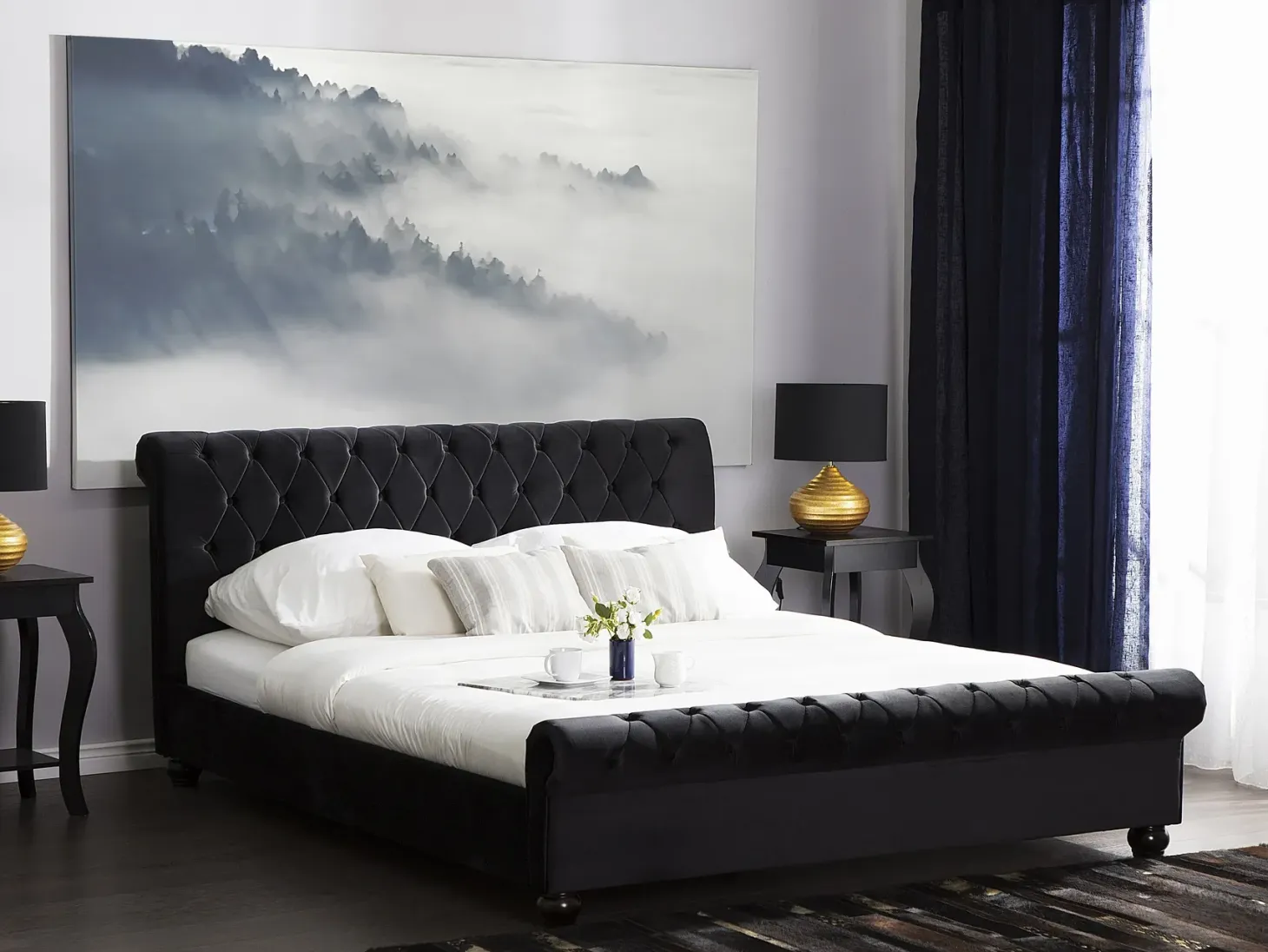 Vandseng Velour AVALLON 180 x 200 cm Sort