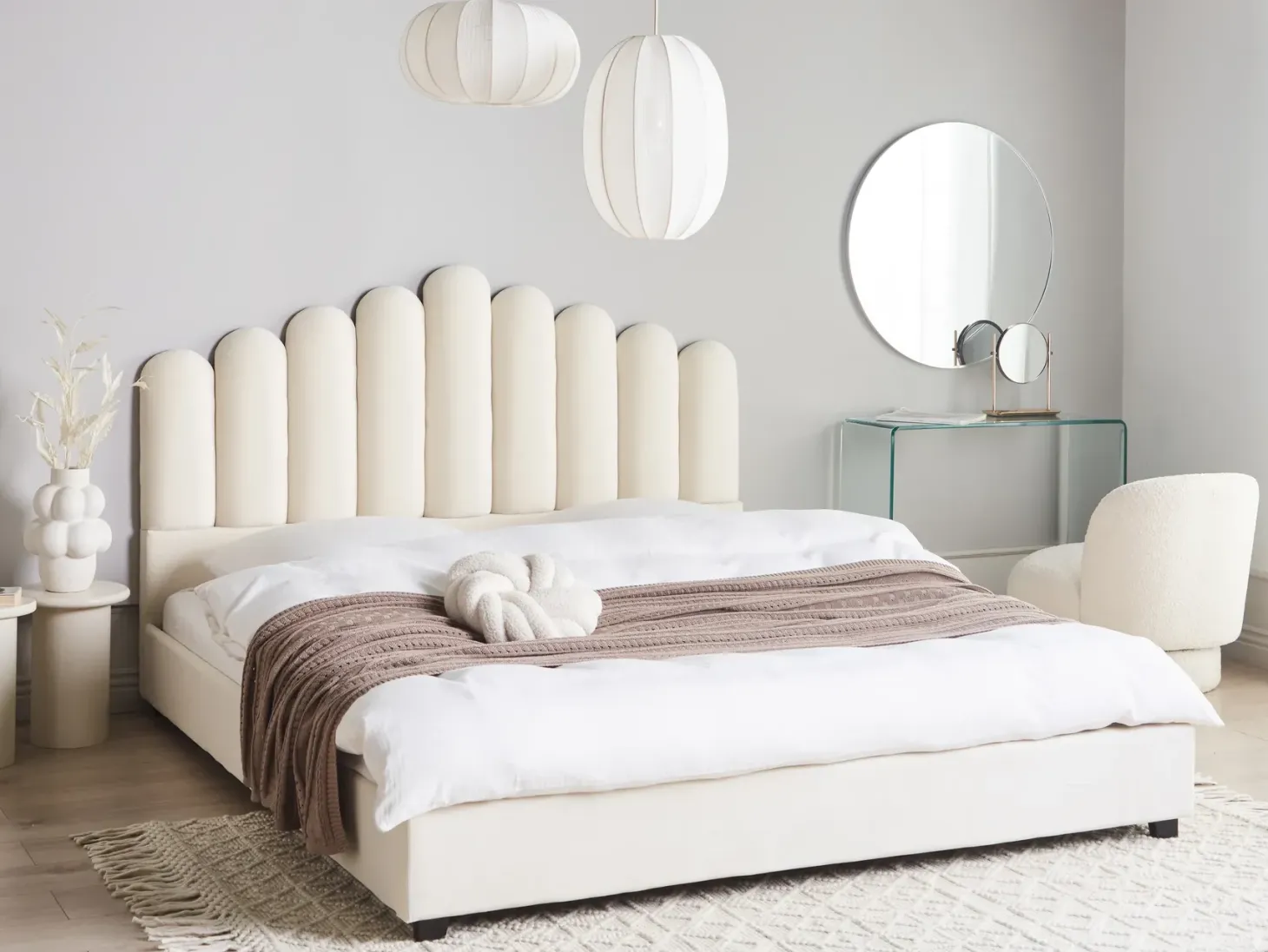 Vandseng Velour VINCENNES 180 x 200 cm Cremehvid