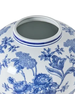Vase med låg ALFARO Porcelæn 46 cm Hvid/blå