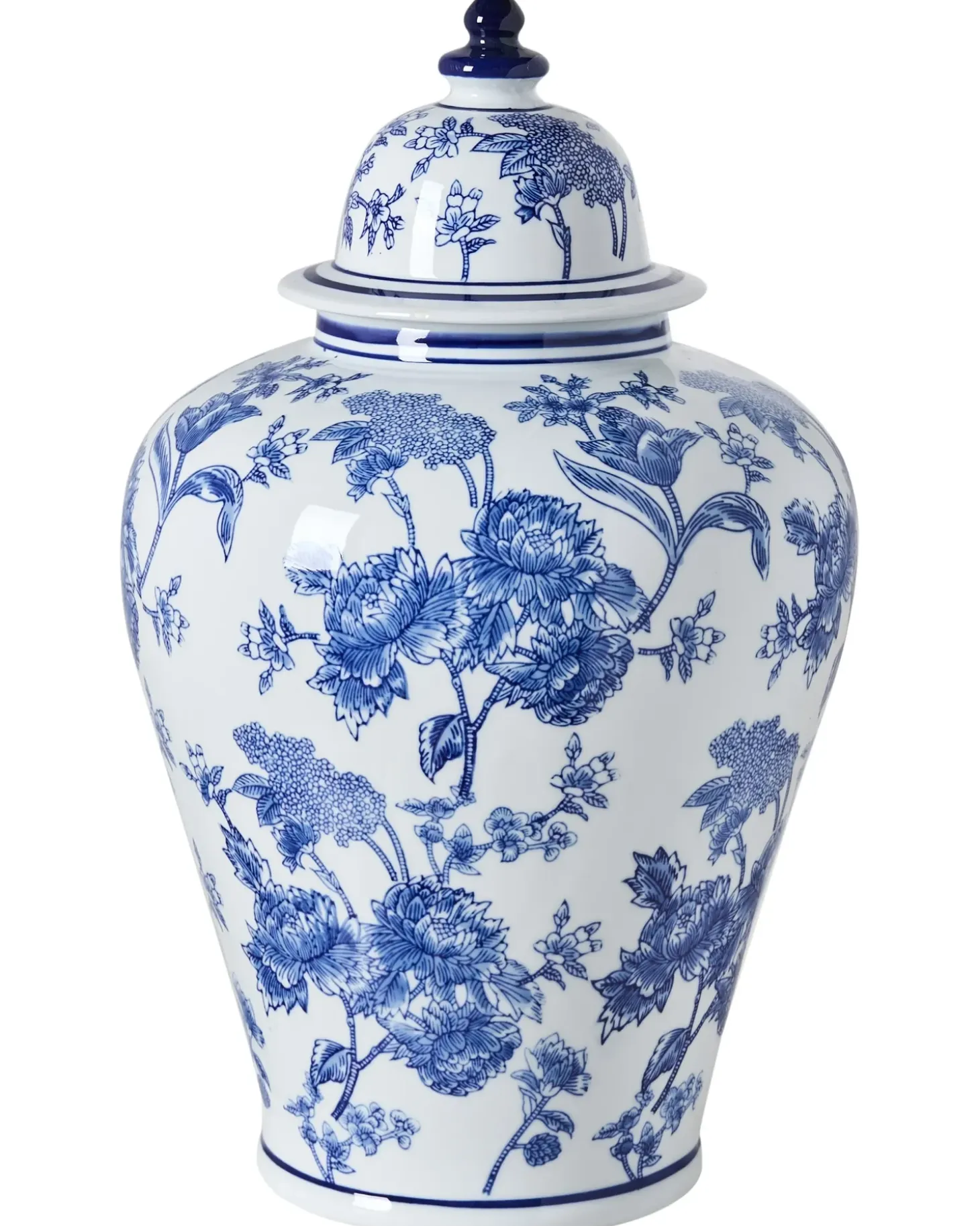 Vase med låg ALFARO Porcelæn 46 cm Hvid/blå