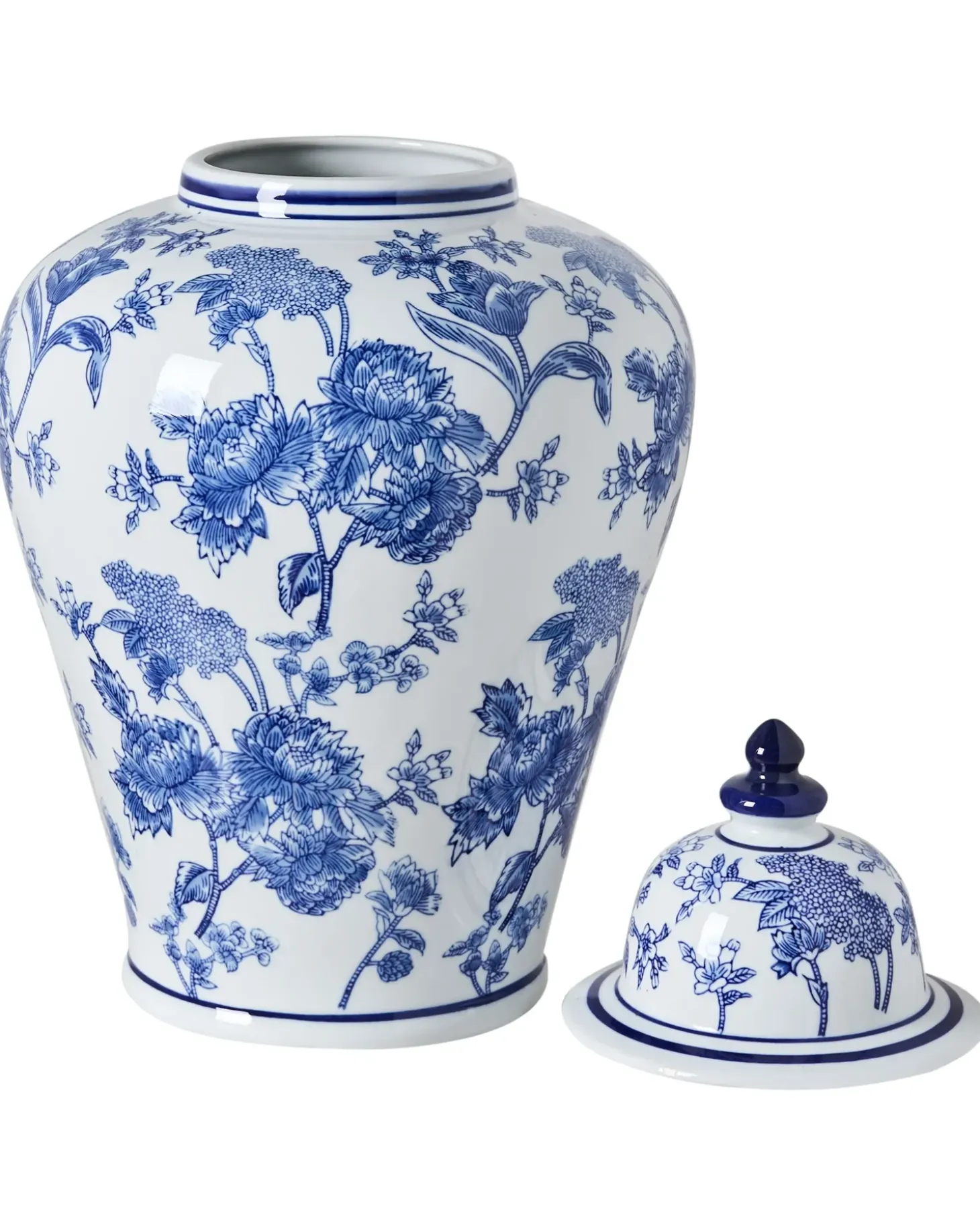 Vase med låg ALFARO Porcelæn 46 cm Hvid/blå