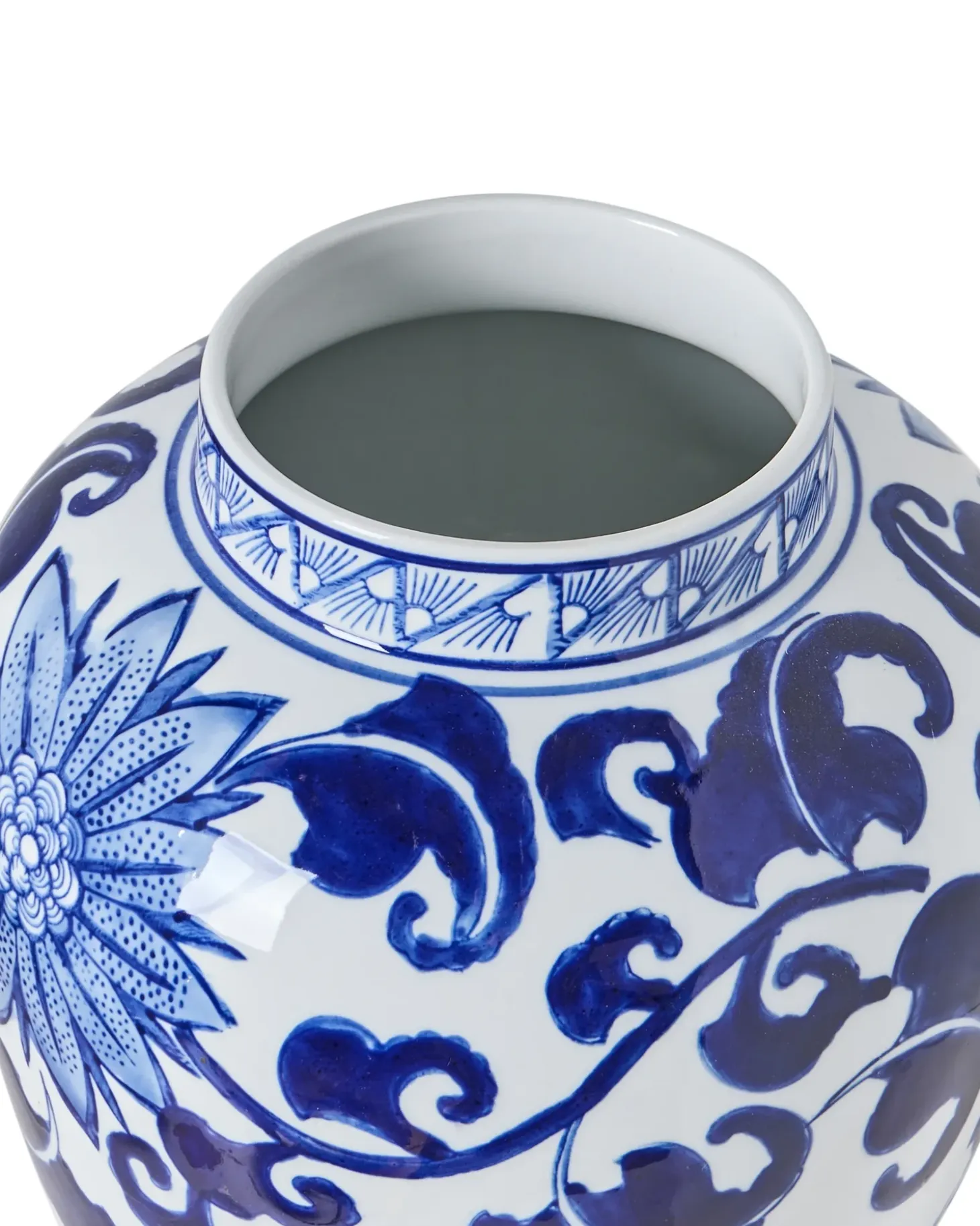 Vase med låg CUENCA Porcelæn 36 cm Hvid/blå