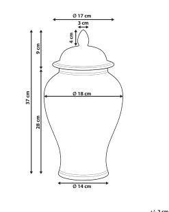 Vase med låg MONDRAGON Porcelæn 37 cm Hvid/ Grøn