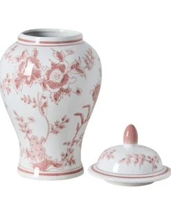 Vase med låg SEWILLA Porcelæn 38 cm Rød/Hvid