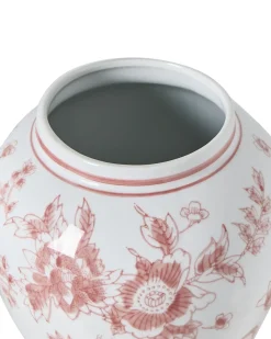 Vase med låg SEWILLA Porcelæn 38 cm Rød/Hvid