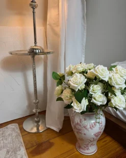 Vase med låg SEWILLA Porcelæn 38 cm Rød/Hvid