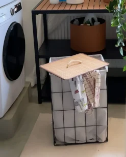 Vasketøjskurv MIRISSA Metal Sort 72 L
