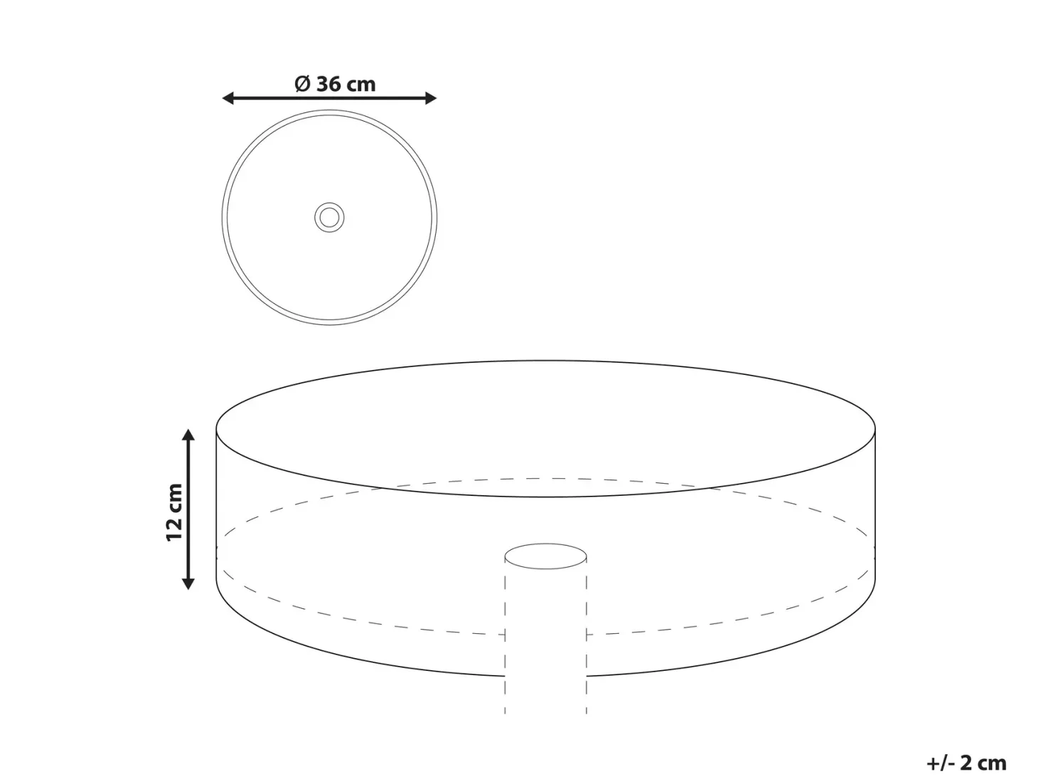 Vask til bordplade CALIG Hvid ⌀ 36 cm Keramik