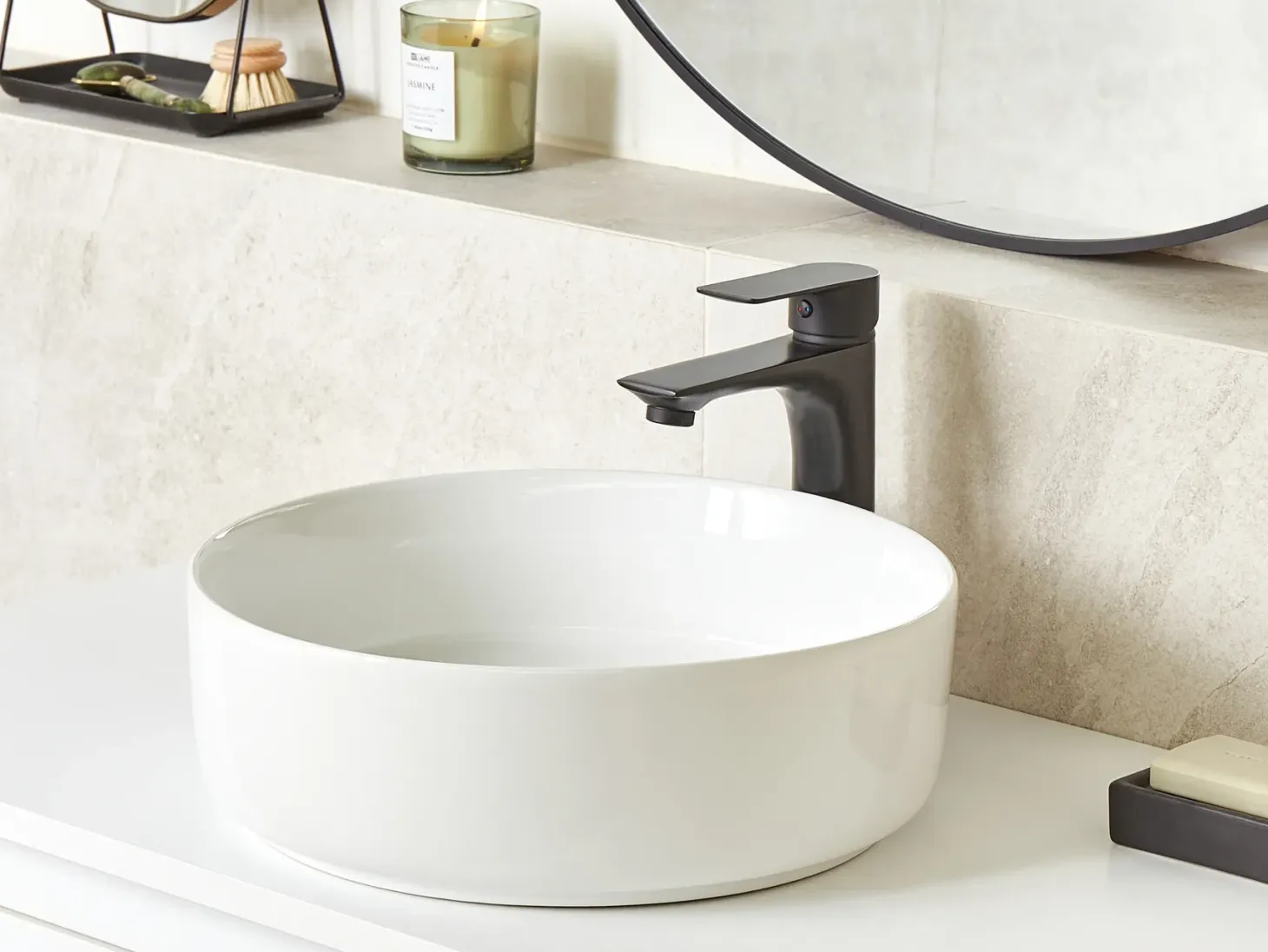 Vask til bordplade CALIG Hvid ⌀ 36 cm Keramik