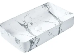 Vask til bordplade IPALA Hvid marmor 62 x 35 cm Keramik