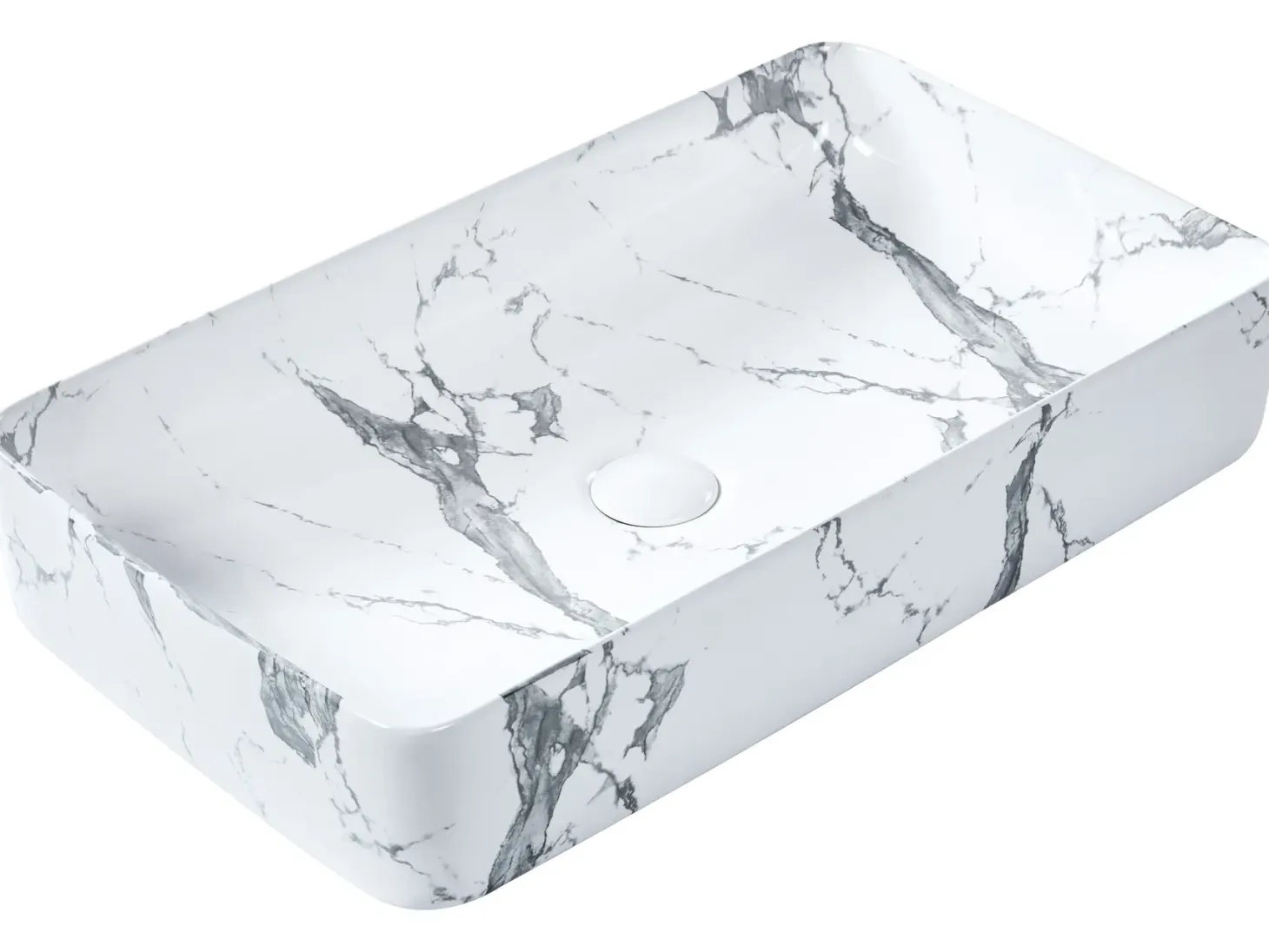 Vask til bordplade IPALA Hvid marmor 62 x 35 cm Keramik