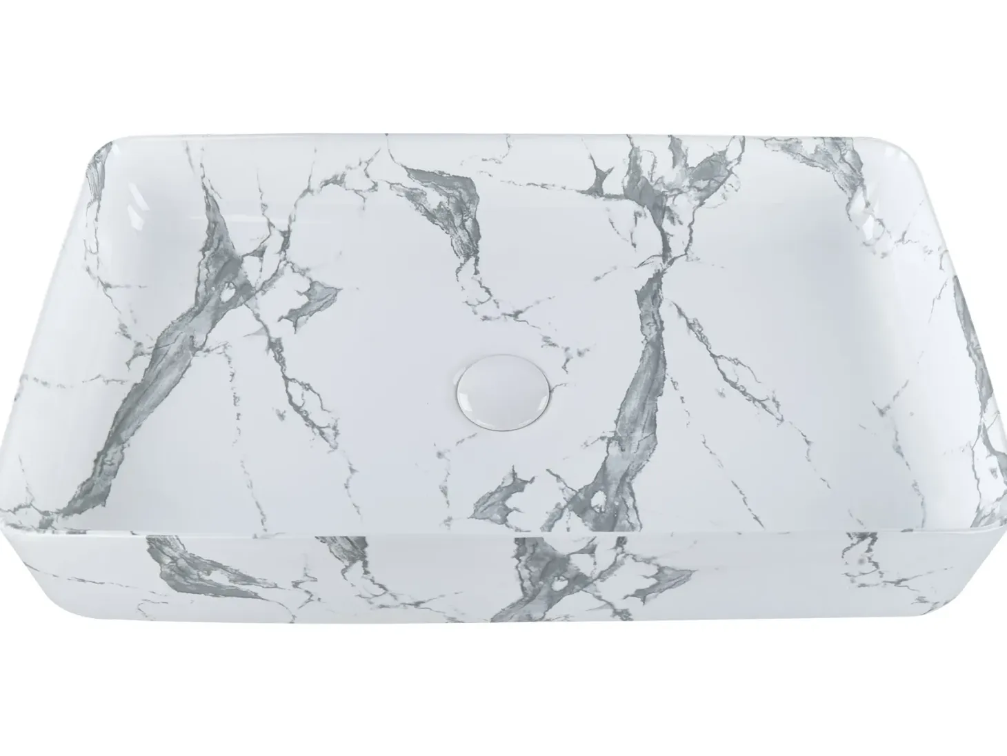 Vask til bordplade IPALA Hvid marmor 62 x 35 cm Keramik