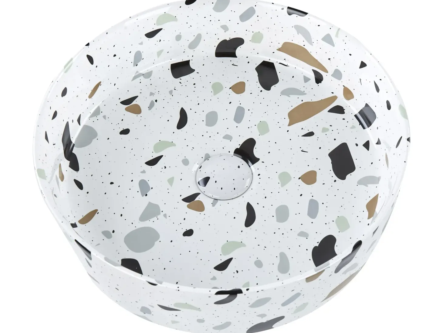 Vask til bordplade NULES Hvid terrazzo ⌀ 40 cm Keramik