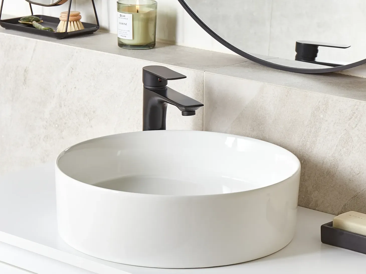 Vask til bordplade TEBAR Hvid ⌀ 40 cm Keramik
