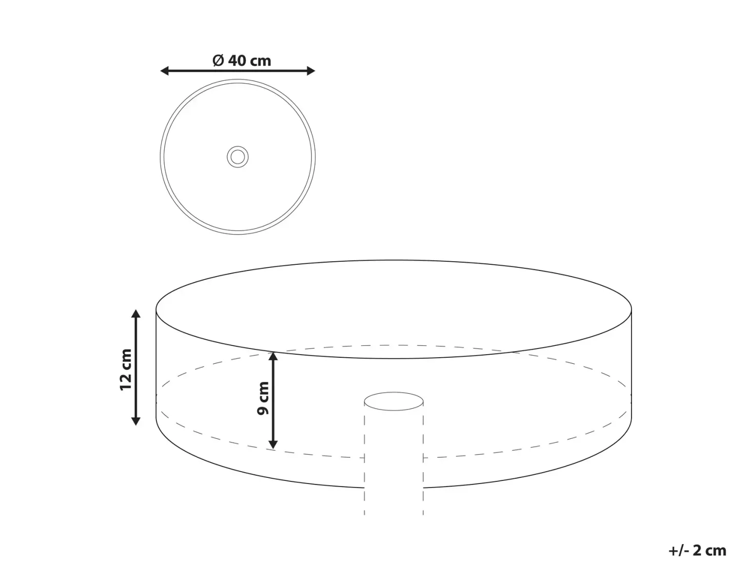 Vask til bordplade TEBAR Sort ⌀ 40 cm Keramik