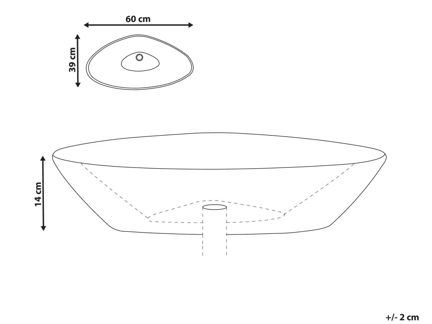 Vask til bordplade TIRIG Sort 60 x 39 cm Keramik