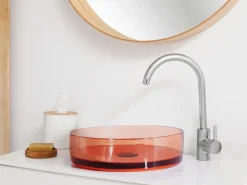 Vask til bordplade TOLOSA Murstensrød ⌀ 36 cm Fast overflade