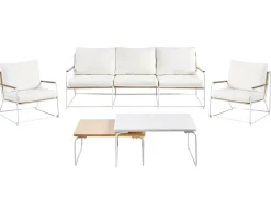 VENARIA 5 personers havesofasæt Beige/Hvid Metal med sofabord