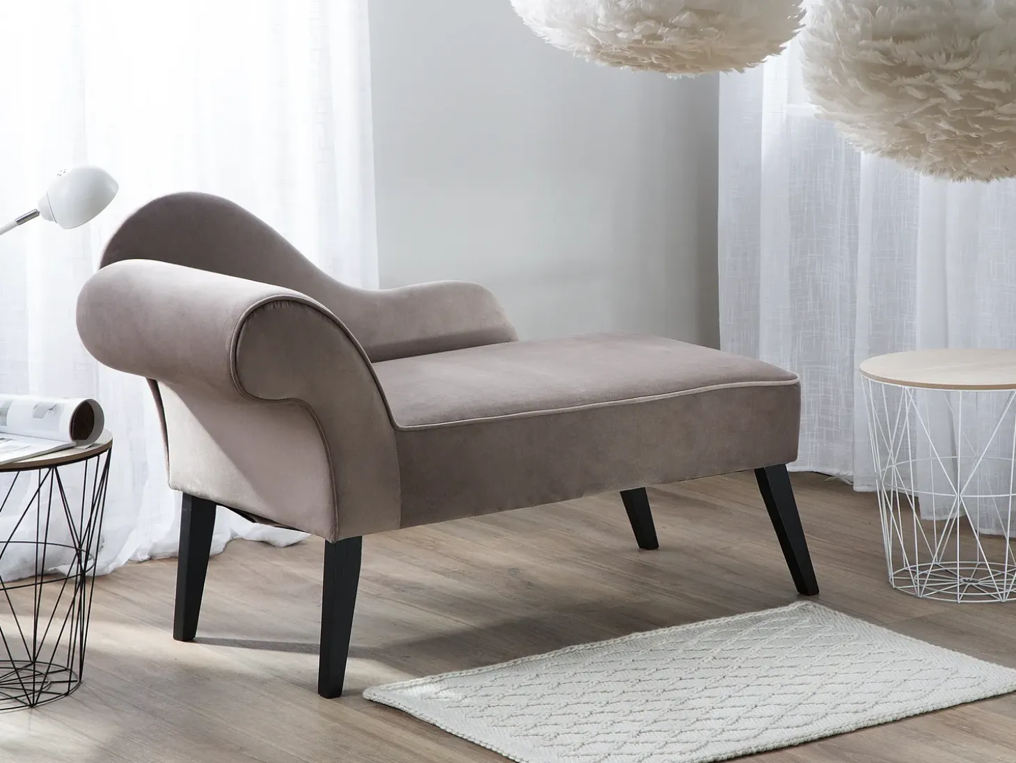 Venstrevendt chaiselong BIARRITZ Velour Brungrå