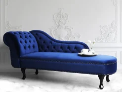 Venstrevendt chaiselong NIMES Velour Navy Blå