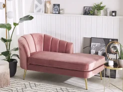 Venstrevendt chaiselong ALLIER Velour Lyserød