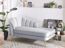 Venstrevendt chaiselong ALLIER Velour Lysegrå