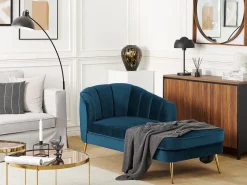 Venstrevendt chaiselong ALLIER Velour Navy Blå