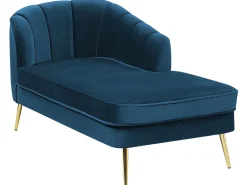 Venstrevendt chaiselong ALLIER Velour Navy Blå