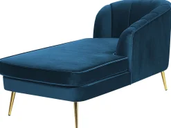 Venstrevendt chaiselong ALLIER Velour Navy Blå