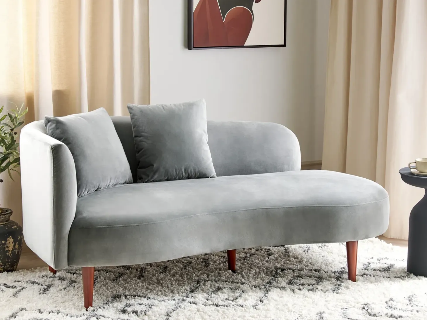 Venstrevendt chaiselong CHAUMONT Velour Lysegrå