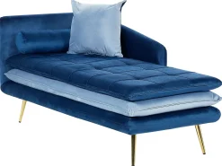 Venstrevendt chaiselong GONESSE Velour Blå