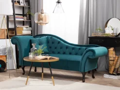 Venstrevendt chaiselong LATTES Velour Blågrøn
