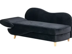Venstrevendt chaiselong MERI Velour Sort med opbevaring