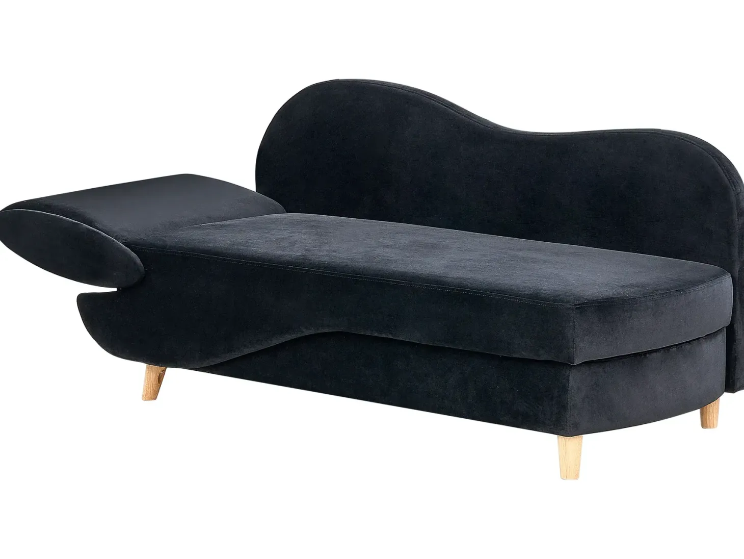 Venstrevendt chaiselong MERI Velour Sort med opbevaring
