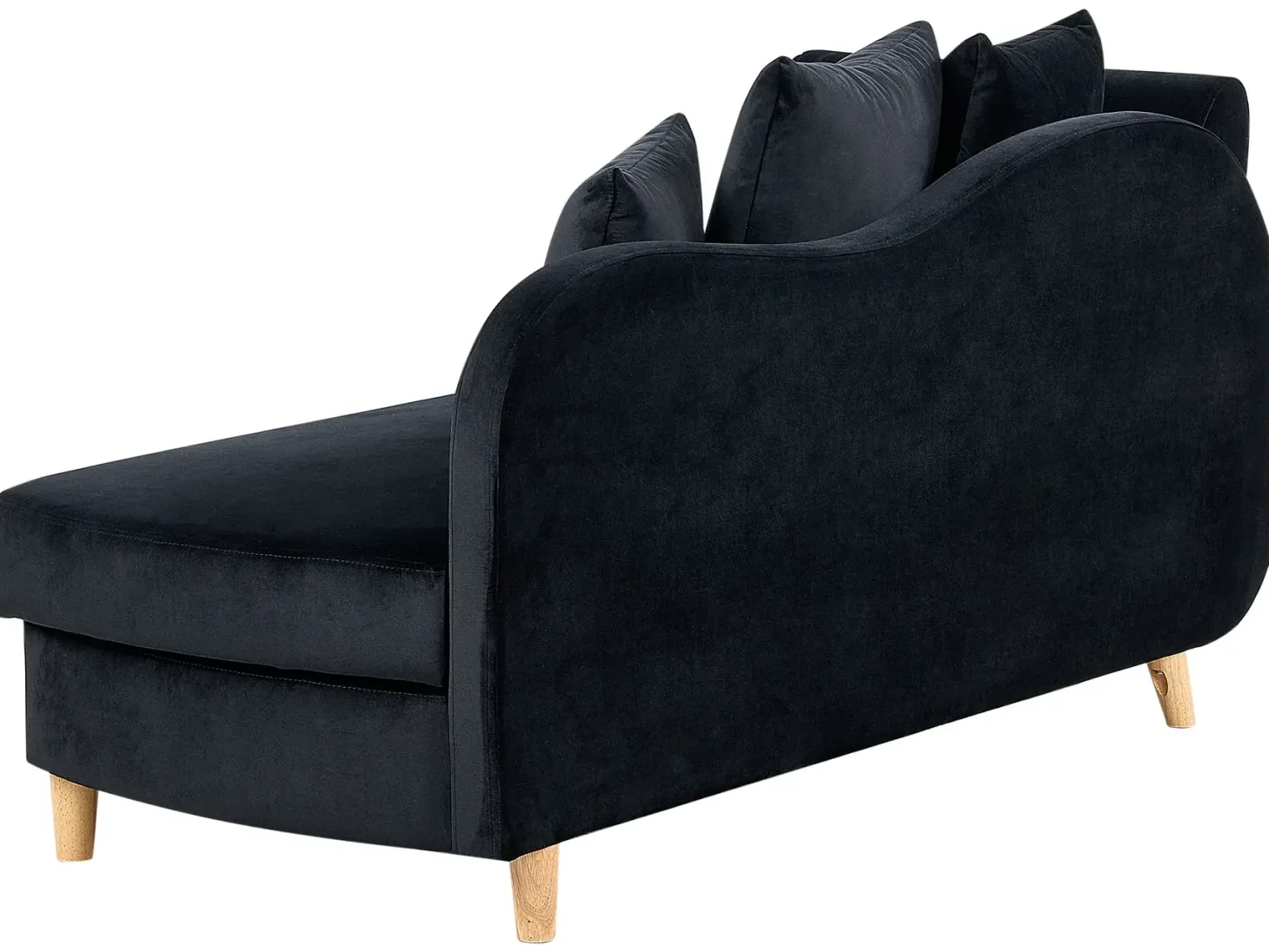 Venstrevendt chaiselong MERI Velour Sort med opbevaring