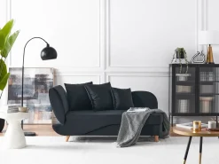 Venstrevendt chaiselong MERI Velour Sort med opbevaring