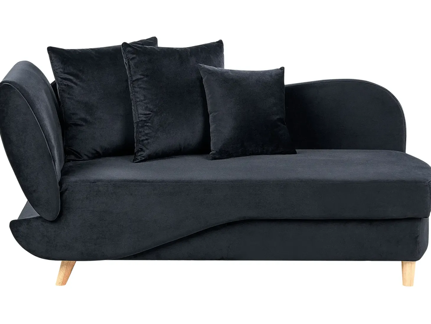 Venstrevendt chaiselong MERI Velour Sort med opbevaring